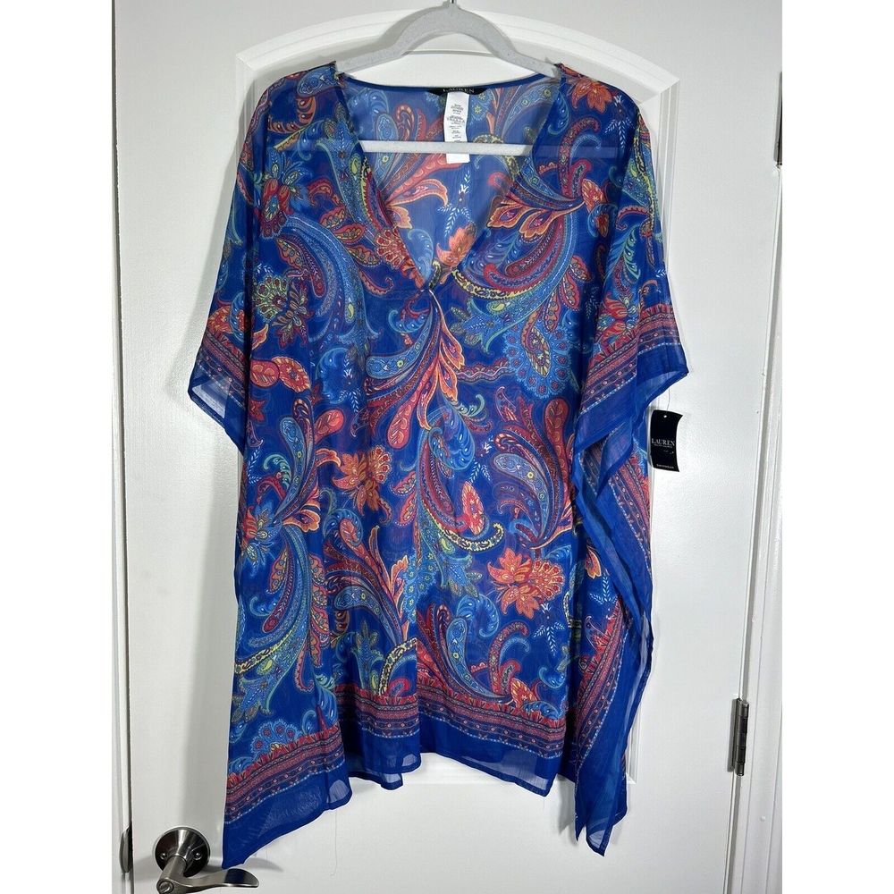 Lauren Ralph Lauren  Chiffon Tunic Paisley Cover Up Sz S/M NWT